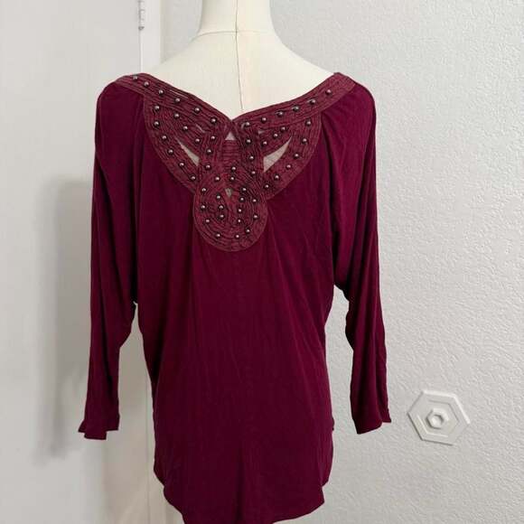 Harley Davidson Tops - Harley-Davidson Rhinestone Embellished Burgundy 3/4 Sleeve Top Small HDW0916-T14